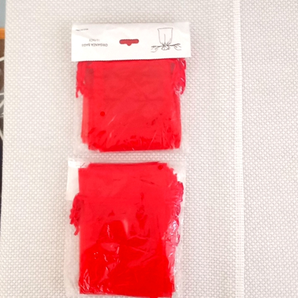 Red organza favor bags. 20 bags. 2 packs of 10 each